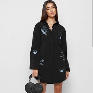 Maniere De Voir Black and Blue Graffiti Boys Cry Shirt Dress